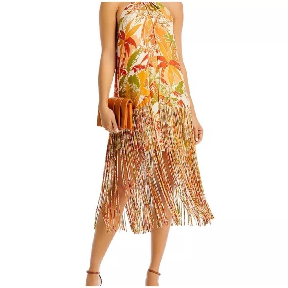 Farm Rio Leopard Forest Fringe Mini Dress in Leopard Forest Sand Size M NWT - Picture 5 of 12